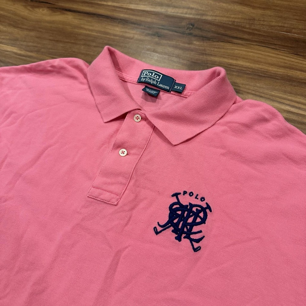 Polo By Ralph Lauren Polo Shirt Mens 2XL Pink Pique Knit Logo Cotton Casual